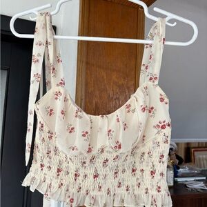 Floral Cream and Red floral Women's Top